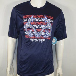Realtree Men's T shirt Fishing Stripe Tee Navy